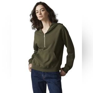 American Giant French Terry Half Zip Hoodie In Moss Green XS